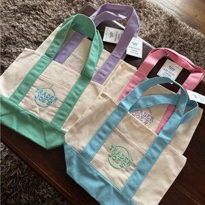 Trader Joe's Canvas Tote Mini Bag Set - Pastel Collection 4 piece